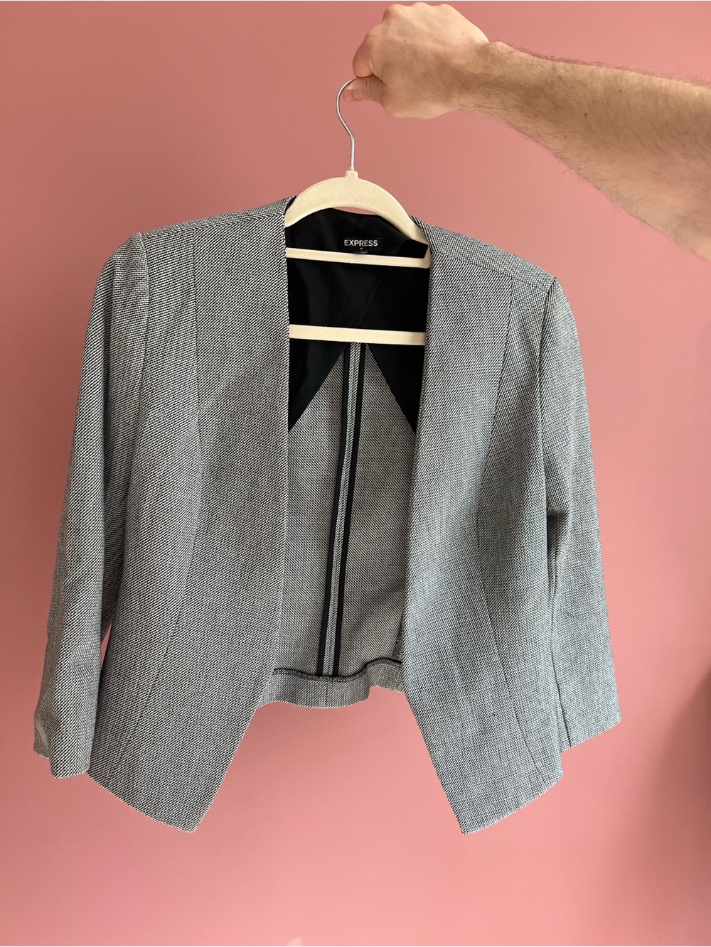 Express Gray Women's Collarless Open-Front Blazer
